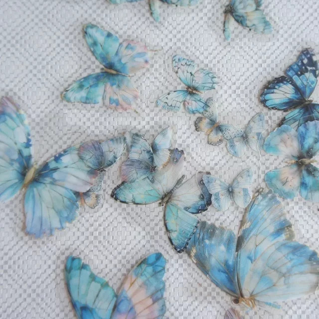 48 Stück Kristall-geschnitzte Schmetterling Aufkleber von TSbansheng in Gelb, Rosa und Blau aus Kunststoff für Scrapbooking und DIY-Dekoration - Bild 1