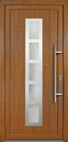 Meeth Kunststoff-Haustür Signum Exklusiv in Golden Oak mit satiniertem Glaseinsatz, goldfarben, nach innen öffnend, ohne Türgriff, Höhe: 200,0 cm, Breite: 88,0 cm, Tiefe: 32,56 cm - Bild 1