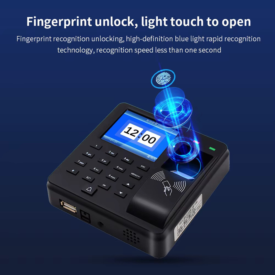 LUCKING DOOR Biometrische Fingerabdruck-Zutrittskontrolle mit Video-Gegensprechanlage und RFID-Codesystem in Schwarz - Bild 3