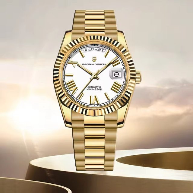 PAGANI DESIGN Armbanduhr, mechanisch, Edelstahl, Gold, 36 mm, Herren - Bild 1