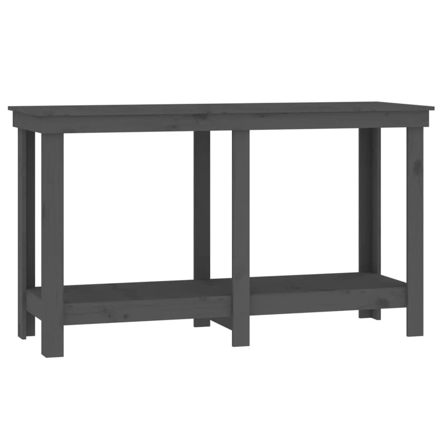 vidaXL Werkbank aus massivem Kiefernholz in Grau, B/T/H: 140 x 50 x 80 cm - Bild 2
