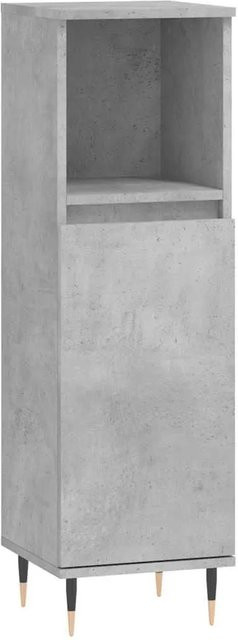 vidaXL Badschrank in Betongrau im industriellen Stil mit offenen Regalen und Türen, B/T/H: 30 x 30 x 100 cm - Bild 1