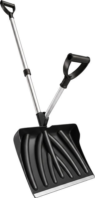 Outsunny Schneeschieber mit ergonomischem Zusatzgriff und Metallkante, Schneeschaufel aus Kunststoff und Aluminium, Breite: 45 cm, Schwarz - Bild 1