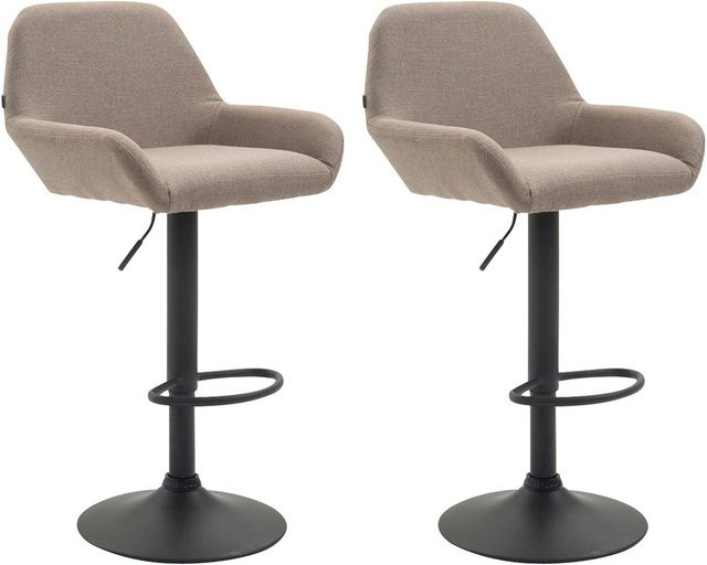 TPFLiving 2er Set Barhocker Bragnum mit schwarzem Gestell und Stoffbezug in Taupe - Bild 1