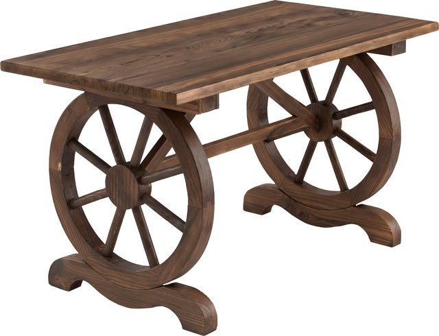 Outsunny Gartentisch aus Tannenholz in Braun im Landhaus-Stil mit Rollen, B 113 cm, T 60 cm, H 65 cm - Bild 1