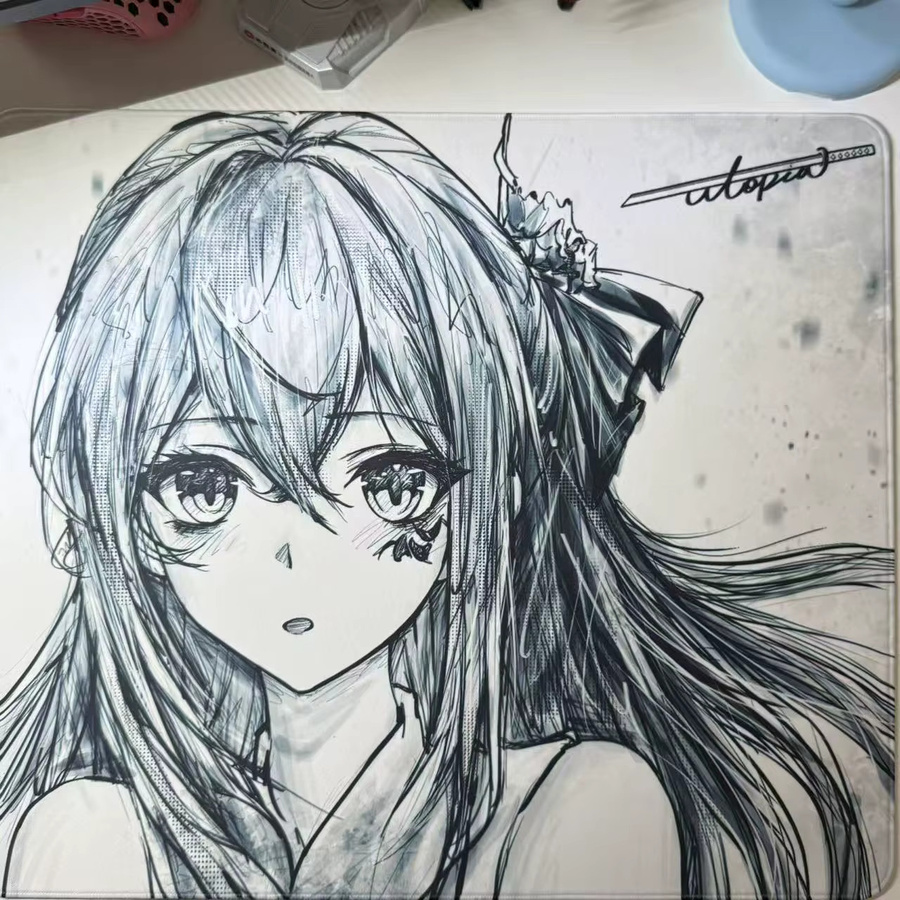 UtopiaGaming Black Blade 2 Anime Style Line Art Version Esports-Mauspad für FPS-Shooter in Schwarz - Bild 2