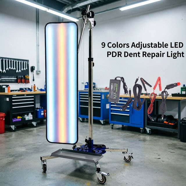 PTE TOOLS Auto-Dellen-Reparatur-Lichtset mit 9-Farben LED PDR Detektionslampe, Magnetfuß und Rädern in Multicolour - Bild 1