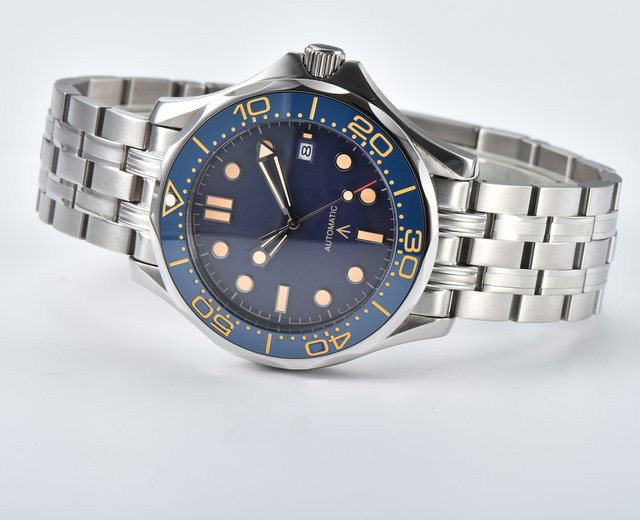 PARNSRPE Analoguhr, Edelstahl, Keramiklünette, 41 mm, Herren, Blau - Bild 1