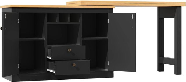 okwish Bartisch mit ausziehbarer Drehfunktion und Stauraum in Schwarz, B/T/H: 180 x 40 x 76 cm - Bild 1