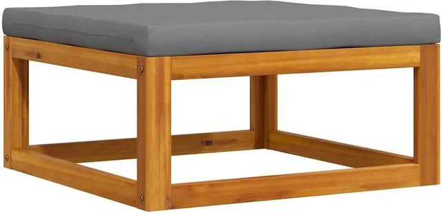 vidaXL Fußhocker aus Akazie Massivholz mit dunkelgrauem Polster für den Garten und Außenbereich B/T/H: 68 x 34 x 29 cm - Bild 1