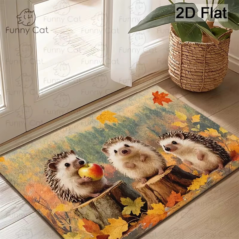 VIKAMA Retro Kristall-Samt Teppich mit Ahornblatt-Design in Multicolour, rutschfeste und pflegeleichte Bodenmatte für Flur und Badezimmer - Bild 1