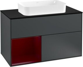 Villeroy & Boch Finion Waschtischunterschrank mit Abdeckplatte, Blau lackiert, Wandmontage, B: 100 cm, T: 60,3 cm - Bild 1