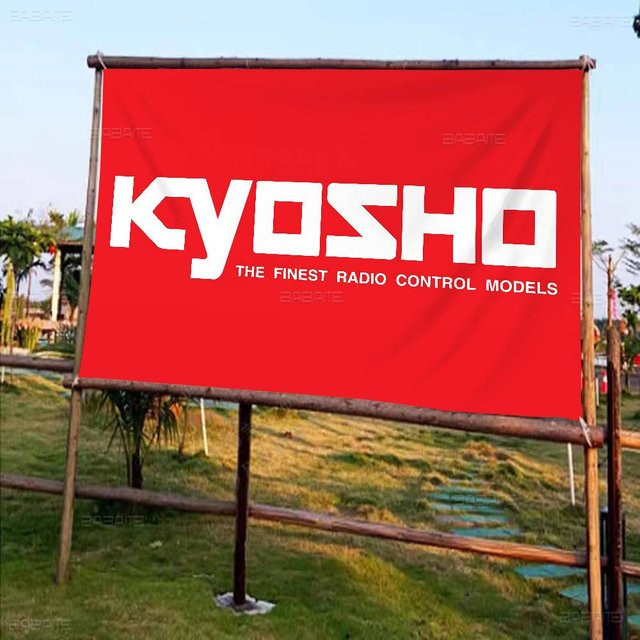 Kyosho Japan RC Logo Banner aus Textil in Rot als Partydekoration für Geburtstage - Bild 1