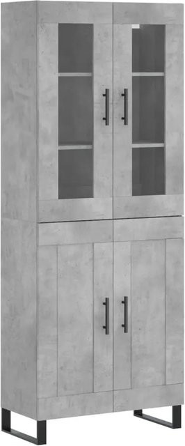 vidaXL Highboard Betongrau mit Glastüren aus Holzwerkstoff, Metall und Glas, B/T/H: 69,5 x 34,0 x 180,0 cm - Bild 1