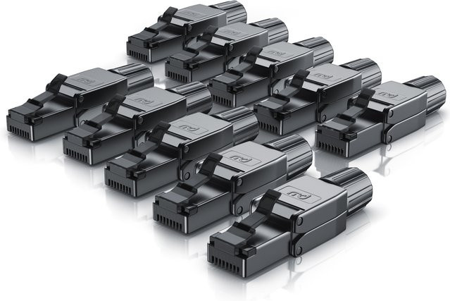 Primewire 10er Set CAT 8 Netzwerk-Adapter RJ45 auf Ethernet LAN Kabel, 40 Gbit/s, schwarz - Bild 1