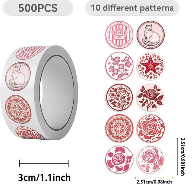 500 Stück wasserfeste Cartoon-Aufkleber mit rosa Blumen aus PVC für DIY-Handyhüllen und Notebooks von YourLife Store - Bild 1