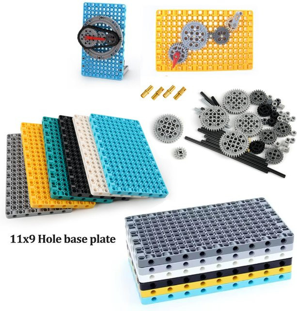 Wishiot MOC Technologie Bausteine Grundplatte 11 x 19 für Fahrzeug-Montage mit Ketten, Rädern und Zahnrädern - Bild 1