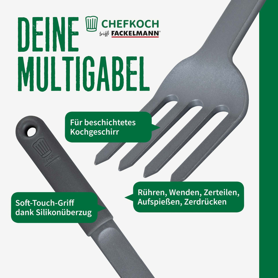 Fackelmann Multigabel Grillzange aus Silikon in Grau - Bild 3