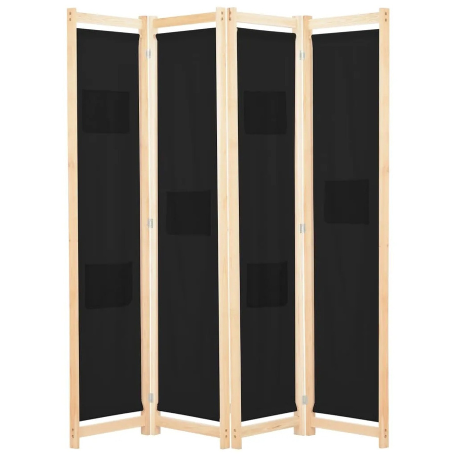 vidaXL 4-teiliger Raumteiler Schwarz, Höhe: 170 cm, Breite: 160 cm, Tiefe: 4 cm - Bild 2