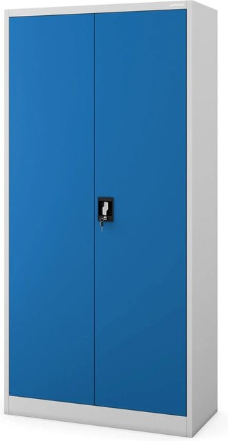 Jan Nowak Mehrzweckschrank Dawid aus pulverbeschichtetem Stahl in Blaugrau mit Kleiderstange und Regalböden, H x B x T: 185 x 90 x 45 cm - Bild 1