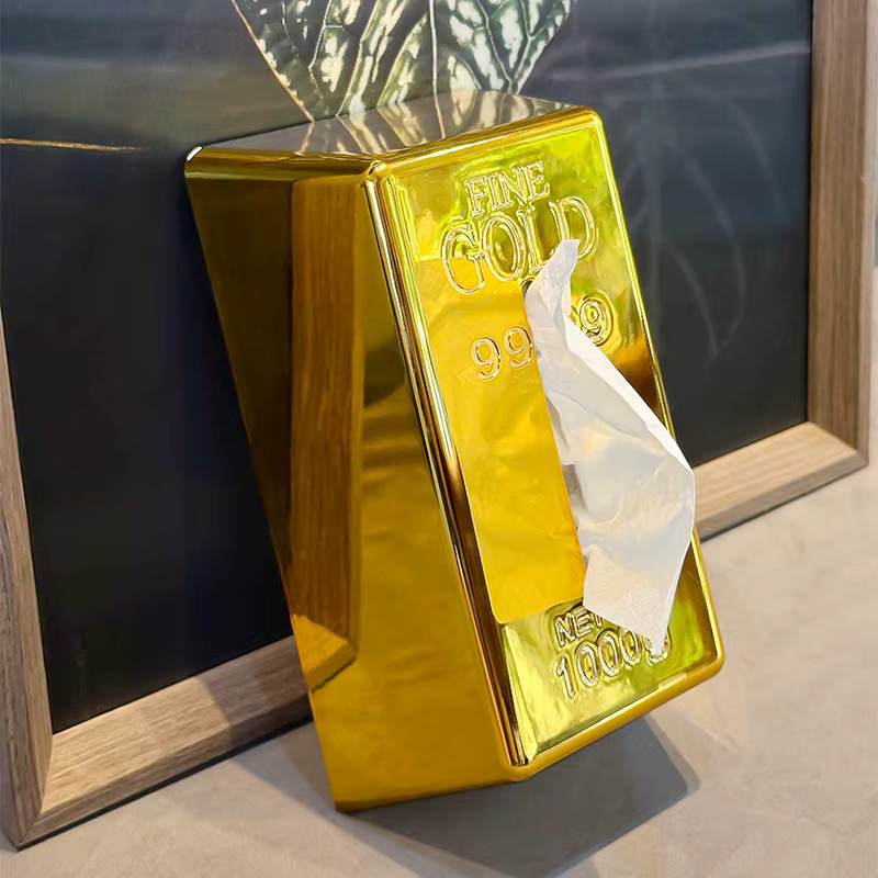Edle Serviettenbox in Gold-Optik aus Metall im Ziegel-Design für dein Zuhause oder das Hotel - Bild 3