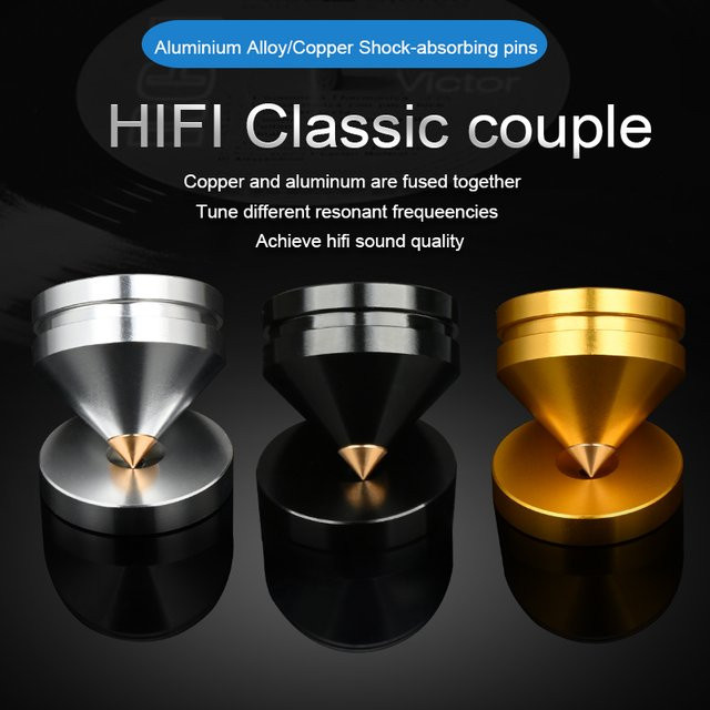ERUMPENT 4er Set HiFi Lautsprecherständer Füße aus Aluminiumlegierung in Gold zur Stoßdämpfung für Soundboxen - Bild 1