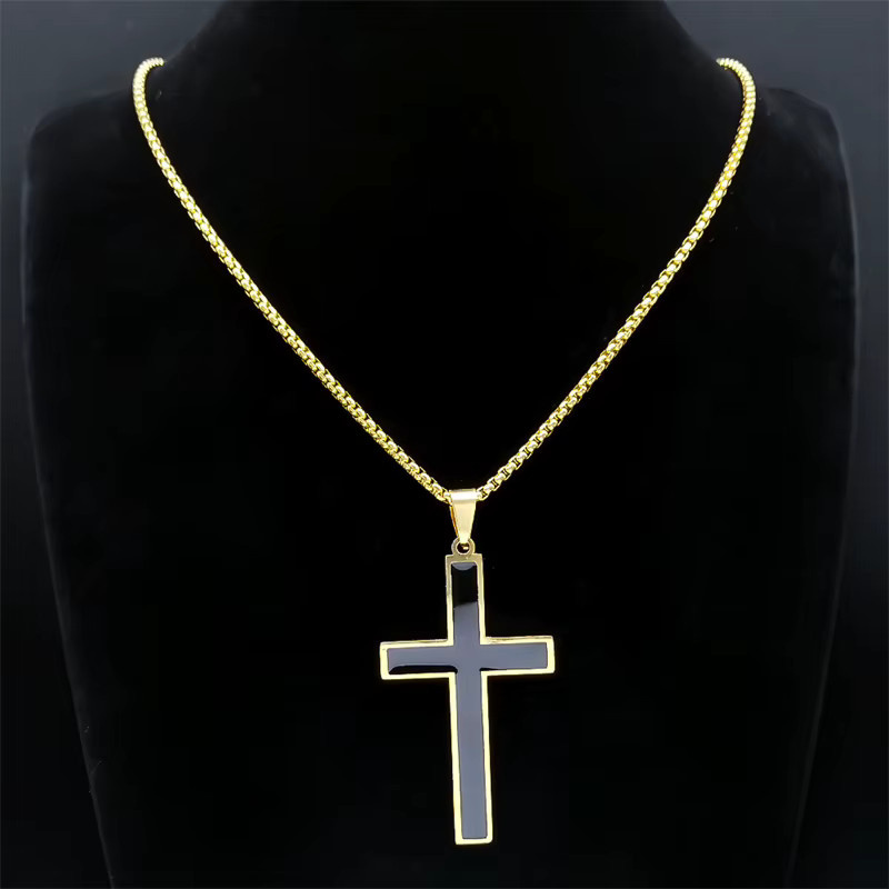 AFAWA Halskette mit Kreuz-Anhänger, Edelstahl, Gold, Herren - Bild 3