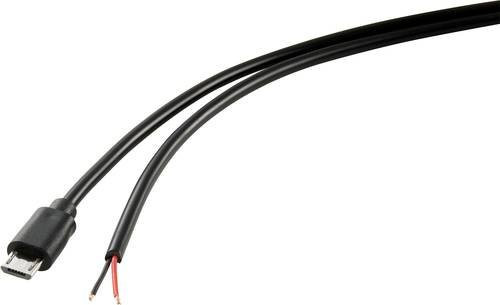 TRU COMPONENTS Strom-Kabel für Raspberry Pi und BBC micro:bit mit USB 2.0 Micro-B Stecker und offenen Kabelenden, Schwarz, Länge: 1,00 m - Bild 1