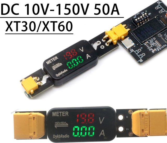 Dykbcells Bidirektionales Voltmeter Amperemeter XT30 XT60 Hochspannungs-Strommessgerät für BMS RC Batterien in Schwarz - Bild 1