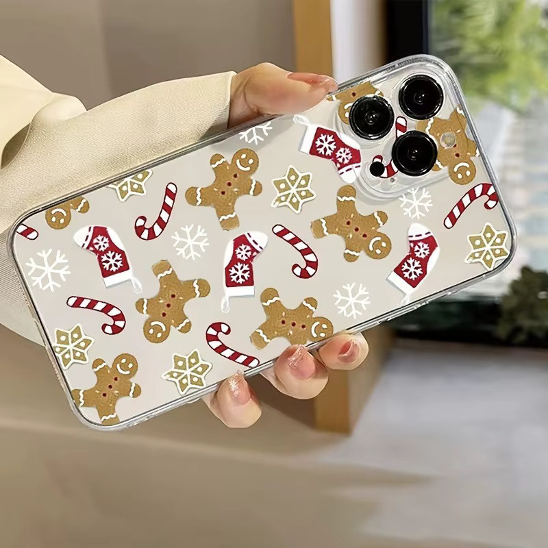 Transparente TPU-Handyhülle mit Weihnachts-Zuckerstangenmuster für Apple iPhone 17 16 15 14 13 12 11 Pro Max Plus SE und andere Modelle - Bild 2