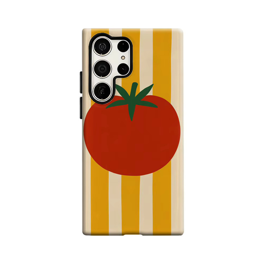 Stoßfeste Doppelschicht Handyhülle mit gelb gestreiften Tomaten für Samsung Galaxy S25 Ultra, S24 und S23 Ultra Plus - Bild 5