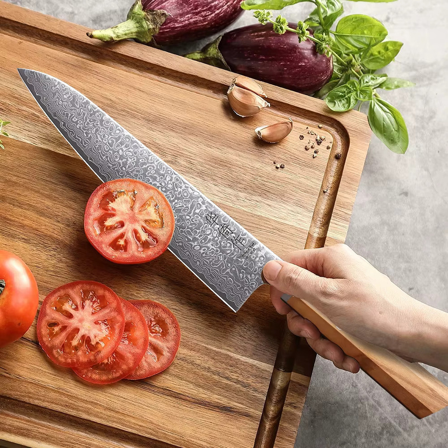 HUAYIGRAND Japanisches Kochmesser aus 67-Lagen Damaszenerstahl mit Holzgriff, 8,2 Zoll Chef Knife für Fleisch und Gemüse - Bild 4