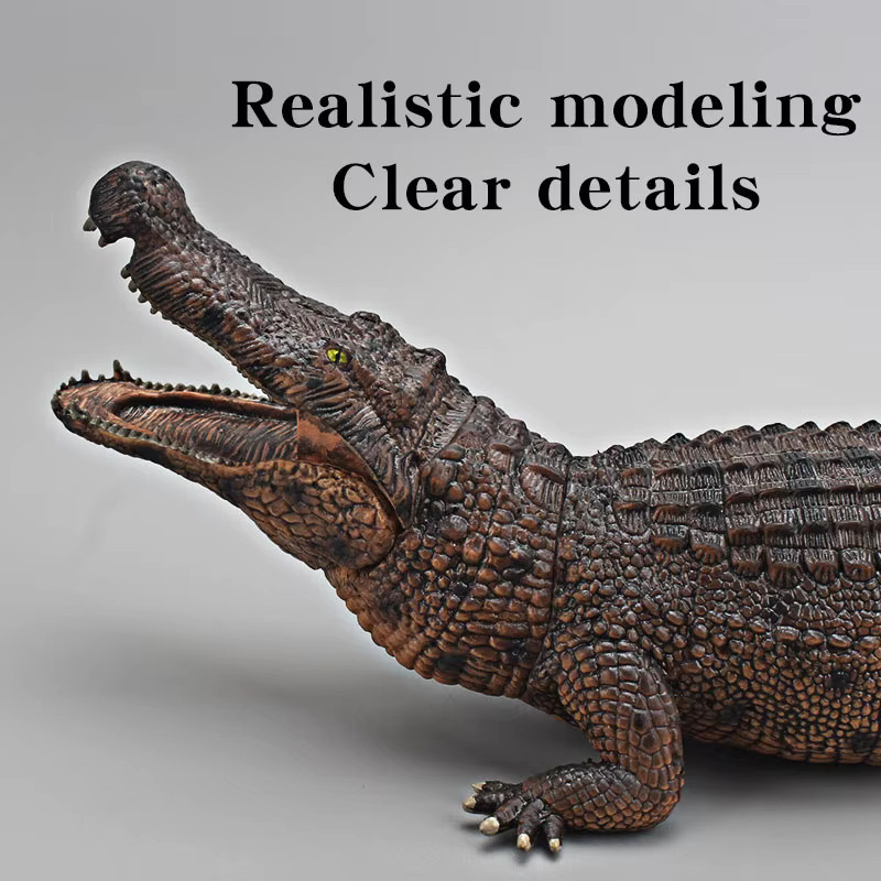 XIALIBAOMOWAN Krokodil-Actionfigur, Wildtiermodell, Braun, Kunststoff - Bild 2