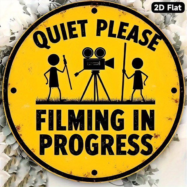 Potdemiel Vintage Wanddeko Silence on Set Metal Typografie Gelb B: 20 cm, H: 20 cm, T: 20 cm - Bild 1