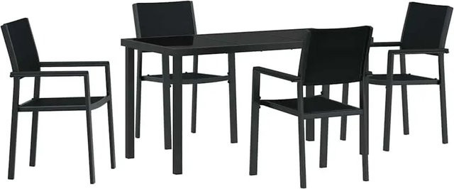 vidaXL Garten Essgruppe 5-teilig aus Polyrattan und Stahl in Schwarz mit Glastisch - Bild 1