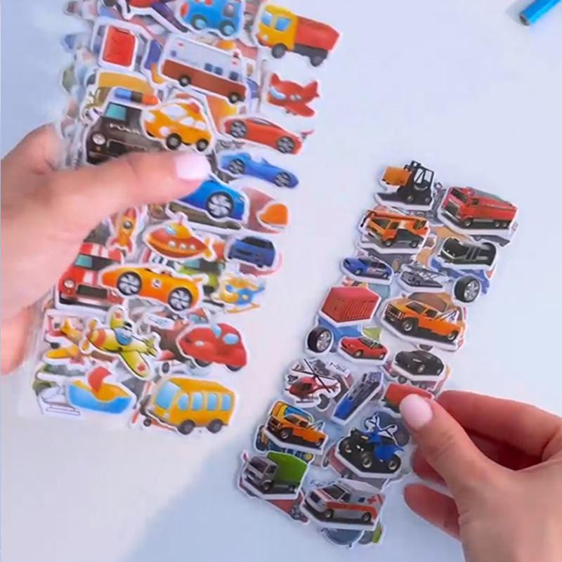 Fashnics 3D Blasenaufkleber Cartoon Ingenieurfahrzeug 6-teiliges Set - Bild 3