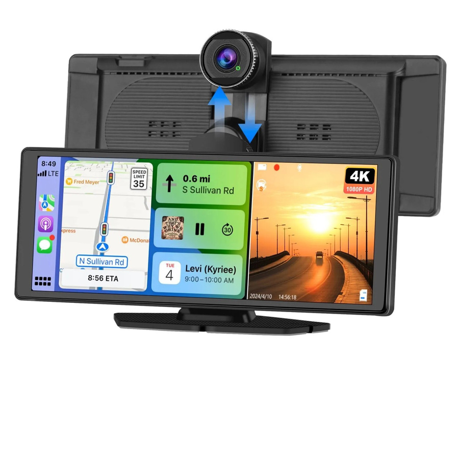 Junsun 10 Zoll Wireless Carplay 4K Dash Cam in Schwarz - Bild 2