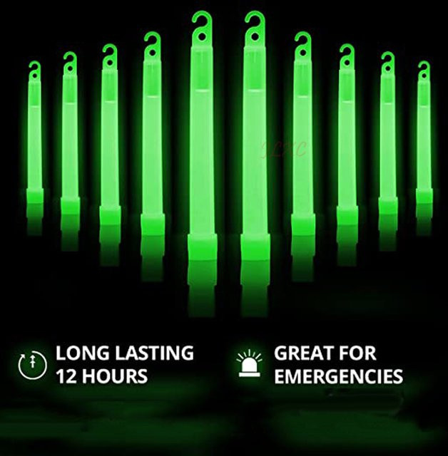 YTYIN Leuchtstäbe Set 10 Stück, bunt und grün, chemisch fluoreszierend für Party, Camping und Notfall, Länge: 15,24 cm - Bild 1