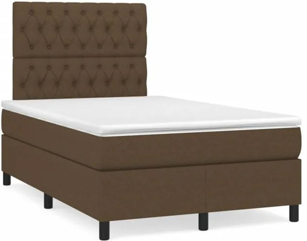vidaxl Boxspringbett mit Matratze in Braun aus Stoff und Kiefer, B/T: 120 x 190 cm - Bild 1