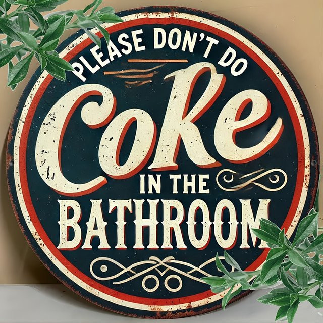 Potdemiel Wandkunstschild im Vintage-Stil aus Metall, bitte nicht im Badezimmer zu Cola, quadratisch, Mehrfarbig, B/H: 20,3 x 20,3 cm - Bild 1