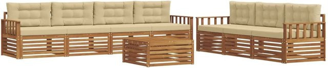 vidaXL Outdoor-Sofagarnitur 8-teilig aus Akazienholz mit Kissen in Natur und Beige - Bild 1