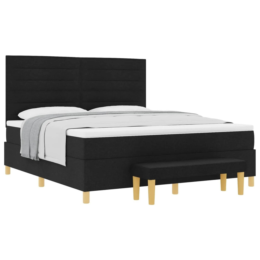 vidaXL Boxspringbett mit Matratze Schwarz Stoff B/T/H: 180 x 200 x 128 cm - Bild 2