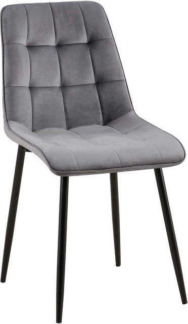 DELUKE Esszimmerstuhl DARID aus Samt in Dunkelgrau, B/T/H: 47 x 61 x 89 cm - Bild 1