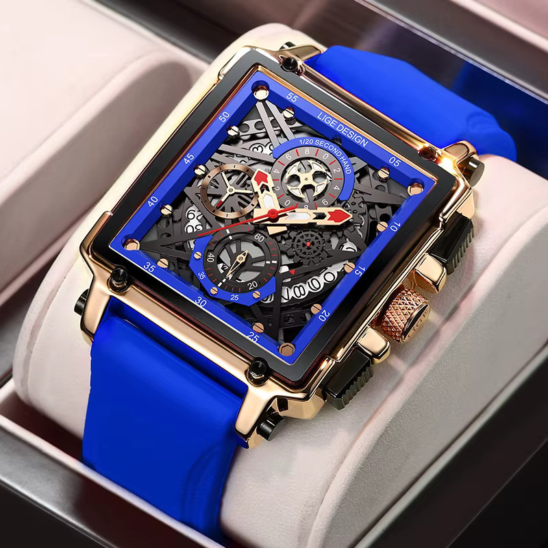 LIGE Chronograph, Quarz, Edelstahl, Leder, Herren - Bild 4