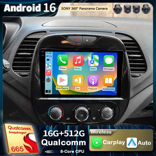 RSNAVI Android 16 Autoradio für Renault Captur 2016-2019 mit 2K QLED Display, GPS, CarPlay und Navigation, Schwarz - Bild 1