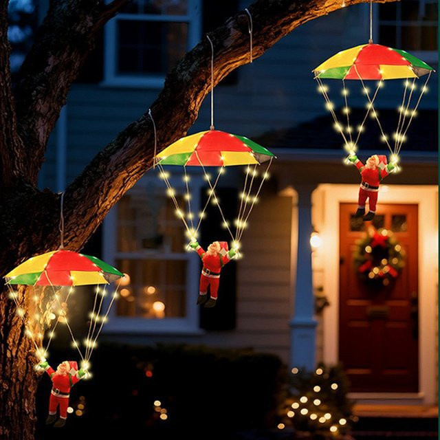 Feimefeiyou LED Weihnachtsmann Fallschirm-Lichterkette in Mehrfarbig für Garten und Innenhof - Bild 1