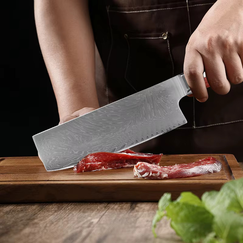 InLeung Damast-Küchenmesser zum Entbeinen, handgeschmiedetes Allzweckmesser mit Holzgriff für Fleisch und Obst - Bild 3