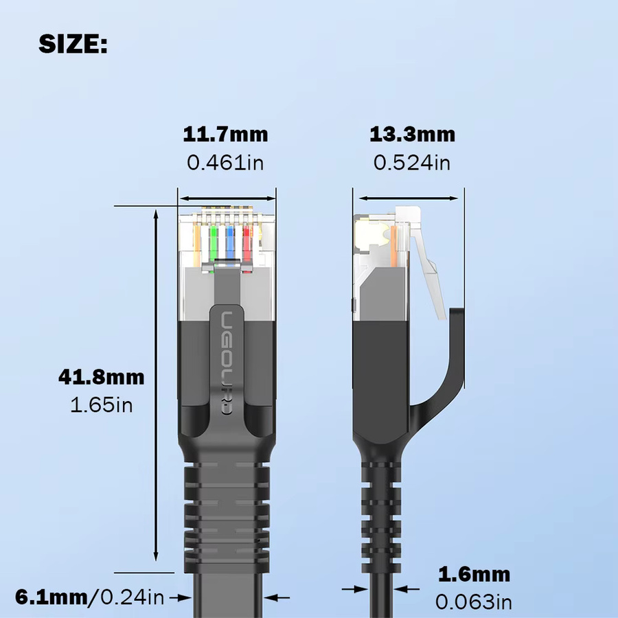 UGOURD CAT 6 Ethernet-Kabel RJ45 LAN-Patchkabel Gigabit 1000 Mbit/s UTP in Schwarz - Bild 6