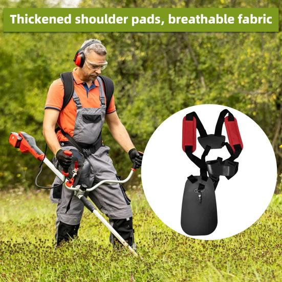 Corefit Universal-Trimmergurt aus Nylon, verstellbarer gepolsterter Doppel-Schultergurt für Freischneider in Schwarz - Bild 2
