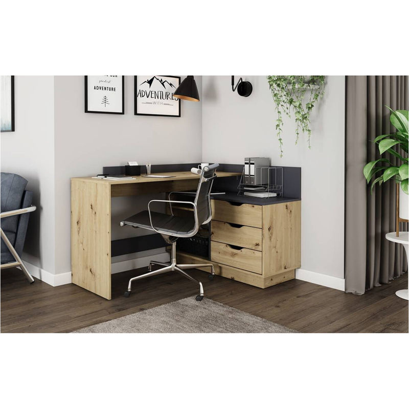 byLIVING Winkelschreibtisch BELFAST in Artisan Eiche und Anthrazit, B: 129 cm, H: 84 cm, T: 105 cm - Bild 7